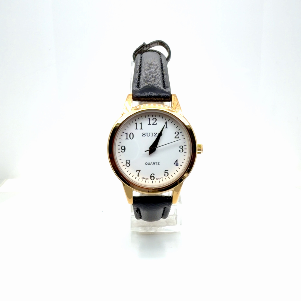 RELOJ SUIZO DAMA REDONDO 28 MM BLANCO CAJA DORADO