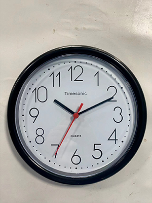 RELOJ TIMESONIC MURAL REDONDO 924 DIAL NEGRO ESFERA BLANCA