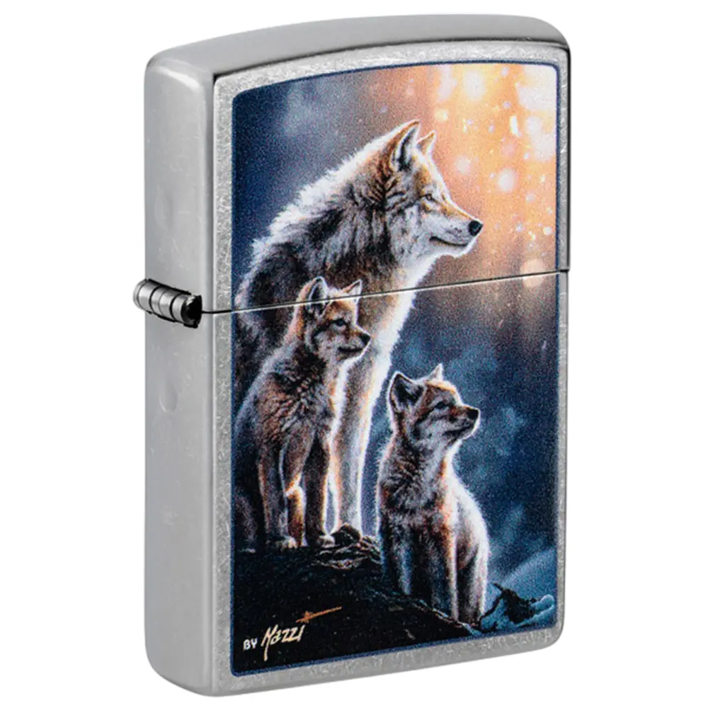 ENCENDEDOR ZIPPO 47106 MAZZI® WOLF PACK DESIGN