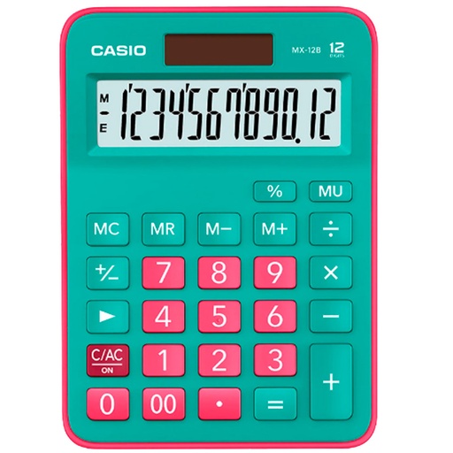 [CA-CA-MX12GNRD] CALCULADORA CASIO MX-12B-GNRD VERDE/ROSADA