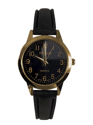 [RE-SU-DAR28NED] RELOJ SUIZO DAMA REDONDO 28 MM NEGRO CAJA DORADO