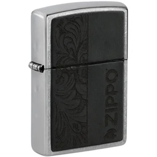 [TE-ZP46919] ENCENDEDOR ZIPPO 46919 BLACK LEATHER EMBLEM - ZIPPO DESIGN